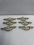 6 Vintage Keeler Brass French Provincial Solid Drawer Pull Handle (90). Fixed Price $30.00.