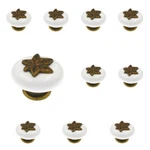 Pack Of 10 Hickory P3031-LPW White 1/2" Porcelain And Brass Cabinet Knob Pull. Fixed Price $27.03.