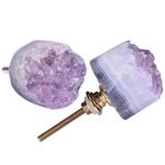Set Of 2 Amethyst Drawer Knobs Crystal Stone Cabinet Kitchen Cupboard P.... Fixed Price $38.90.