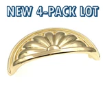 4-PACK Lot Belwith Newport P535-PB 3-1/2" Polished Brass Cabinet Drawer Cup Pull. Fixed Price $22.49.