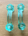 2 Vintage Coke Bottle Green Depression Era Glass Cabinet Pulls Drawer Handles. Fixed Price $22.00.