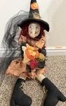 Delton Plush Witch Shelf Sitter Halloween 25" Legs Bean Bottom Basket Hag. Fixed Price $29.99.