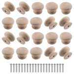 Zorfeter 20 Pcs Wood Unfinished Drawer Knobs Mushroom Shape Furniture Cabinet.... Fixed Price $14.56.