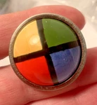 Betsy Field Drawer Knobs Ceramic Colorblock Brushed Satin Pewter Lot Retro. Fixed Price $22.50.