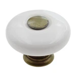 Amerock BP878-30 White 1/4" Porcelain Cabinet Knob Pull With Brass Stem. Fixed Price $6.54.