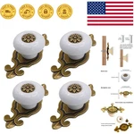 High-quality Ceramic Knobs With Bronze Backplates For Cabinets 4 Piece Set. Fixed Price $22.99.