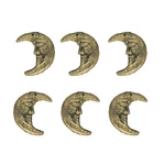 Set Of 6 Gold Cast Iron Crescent Moon Face Drawer Pulls Decorative Cabinet Knobs. Fixed Price $39.95.