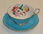 Vtg C1939-53 Paragon England Blue Background Flowers #A1183/2 Set Cup & Saucer. Fixed Price $249.99.