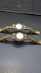 Vtg 1978 Amerock Allison Burnished Brass Oatmeal Ceramic Cabinet Handles. Fixed Price $9.00.