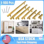 Gold Satin Brass Brushed Modern Cabinet Handles Pulls Kitchen Hardware Stainless. Fixed Price $133.72.