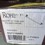 Rohl ROT1/18APC Bath 18" Country Towel Bar In Polished Chrome Open Box New. Fixed Price $129.00.