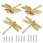 Juxyes Pack Of 4 Brass Dragonfly Cabinet Knobs, Golden Tone Cupboard Door Kno.... Fixed Price $43.27.