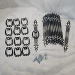 12 Amerock Madeira Antiqued Silver Furniture Ring Pull + Backplate & Screws. Fixed Price $75.00.