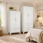 Metal Wardrobe Armoire Organizer With Drawer Hanging Rod Storage Heavy White. Fixed Price $189.99.