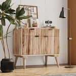 Stylish Mango Solid Wood Storage Cabinet 2 Drawer Door Natural Finish Home. Fixed Price $242.00.
