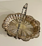 Antique Continental Silver Plate Repousse Fluted Basket Dish With Handle. Fixed Price $25.00.