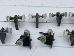 Set Of 7 Antique Glass Door Knobs Mortise Lock. Fixed Price $260.00.