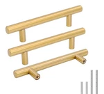 15 Pcs Brushed Brass Cabinet Handles 3-3/4 Center Goldenwarm 5-5/16 Long. Fixed Price $13.95.