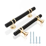 Leifeny 10 Pack And Cabinet Pulls, 3" Hole Center, Black&gold. Fixed Price $41.58.