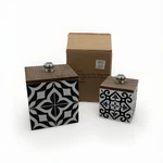 Youngs Wood Storage Boxes With Ceramic Pull Knob Set, Black & White - 2 Piece. Fixed Price $47.49.