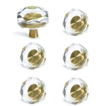 Jerever 6 Pack Glass Crystal Knobs Brass Drawer Pull Cabinet Handle Gold Furn.... Fixed Price $30.22.
