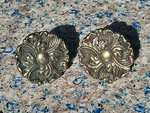 2 Vintage Ajax Floral Brass Drawer Cabinet Pulls Knobs French Provincial 1-3/8". Fixed Price $12.95.