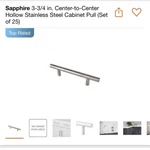 Sapphire 3-3/4" Center-to-center Hollow Stainless Steel Cabinet Pull (set Of 25). Fixed Price $25.00.