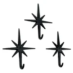 Zeckos Set Of 3 Black Finish Cast Iron Atomic Starburst Wall Hooks. Fixed Price $49.99.