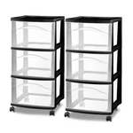 Sterilite 3 Drawer Storage Cart, Plastic Rolling Medium Organizer, Black, 2 Pack. Fixed Price $79.99.