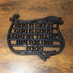 God Great Kitchen Cast Iron Trivet, Wilton, Meal Time Prayer Christian Decor. Fixed Price $24.99.