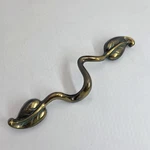 Vtg Keeler Brass Leaf Drawer Pull Verdigris Cottagecore 6" W/ 4" Center. Fixed Price $8.40.