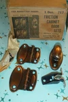 Nos Vtg Antique Friction Catch Cabinet Door Hardware Set Hinges Pull Ant. Copper. Fixed Price $21.00.