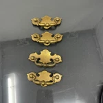 Lot Of 4 Vtg Antique Kbc Keller Brass Colonial Metal Batwing Drawer Pull Handles. Fixed Price $28.00.