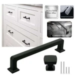 Solid Matte Black Cabinet Door Handles Pulls Knob Kitchen Bathroom Drawer Square. Fixed Price $78.99.