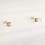 Signature Hardware Beryn 6" Acrylic Cabinet Pull Satin Brass SH450376. Fixed Price $13.09.