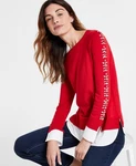 Jones New York Women's Embellished-sleeve Shirttail Top Red Size 1650. Fixed Price $39.80.