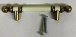 (new) Amerock Brass/white, 3" Centers #743-1-CW Drawer Cabinet Door Pull. Fixed Price $6.99.