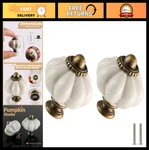 Vintage Antique White Pumpkin Knobs 12 Pack - Ceramic Cabinet Drawer Pulls & Scr. Fixed Price $31.99.