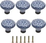 6 Pcs Ceramic Blue Drawer Knobs Vintage Flower Cabinet Furniture Pull Hand. Fixed Price $14.27.