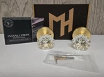 Mega Handles Erie Collection Dummy Crystal Door Knobs Flower Shape Satin Brass. Fixed Price $45.99.