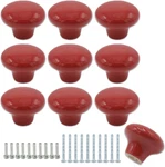 10PACK Ceramic Cabinet Knobs, 1.26INCH/32MM Red Round Drawer Dresser Pulls. Fixed Price $18.93.