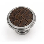 Laurey 12090 1/8" Churchill Round Knob- Satin Nickel/brown Leather Insert. Fixed Price $22.35.
