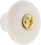New Pack Of 10 Ultra Hardware White Cabinet Knobs 1" Diameter Gold Screw. Fixed Price $7.99.