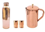 Copper Smooth Water Pitcher Jug Brass Knob 1500ML Bottle Tumbler Glass Set Of 4. Fixed Price $52.33.
