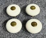 Vintage Keeler Brass Kbc Cabinet Door / Drawer Pulls Off-white Knobs Set 4. Fixed Price $22.95.