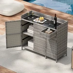 47.5" Outdoor Wicker Storage Cabinet With Adjustable Shelves & Locking Doors. Fixed Price $264.88.