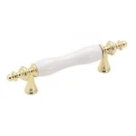 Amerock BP76243-W3 Polished Brass 3"CC Bar Pull, White Ceramic Center (5 Pack). Fixed Price $22.00.