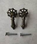 Antique Cast Brass Handle Drawer Pull Cabinet Knob Web Backplate Teardrop. Fixed Price $15.95.