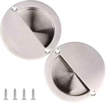 Wolfride 2PCS Recessed Door Handles Round Flush Pull Pocket Silve. Fixed Price $25.00.