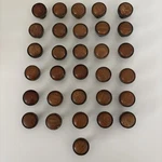 Vtg Wooden Polished Brass 1" Round Knobs Lot Of 31 Home Restoration Fixer CK2515. Fixed Price $49.95.
